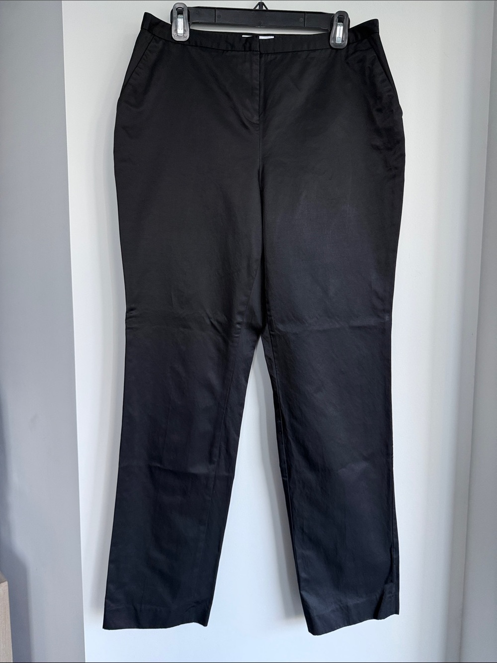 Calvin Klein Black Straight-Leg Women's Polished Cotton Pants